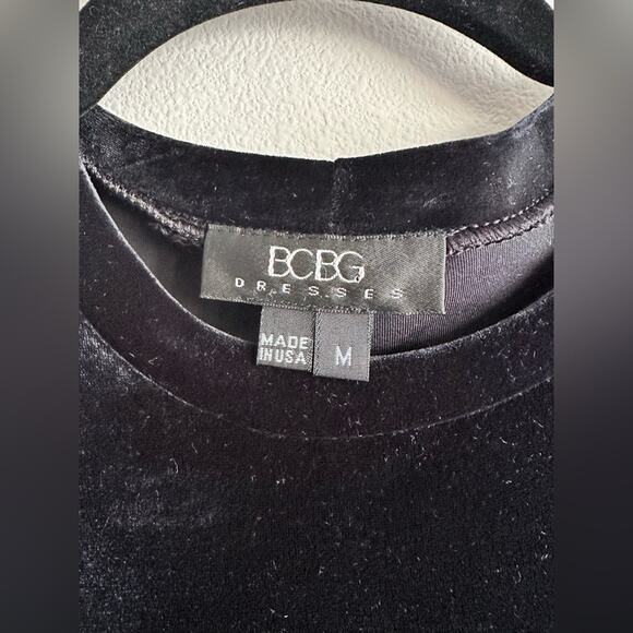 Vintage 90s BCBG Black Velvet Maxi Dress Long Sleeve Size M - Picture 3 of 5